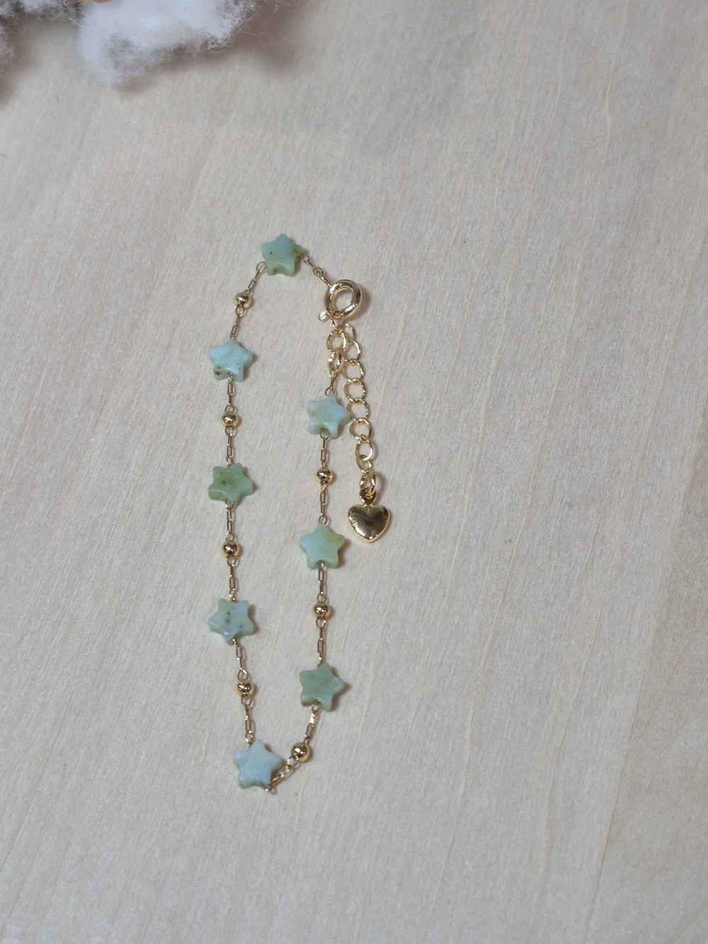 💚⭐️NEW💚⭐️ PRETTY!! SS Micro PaperClipGREEN OPAL FacetedNat. Stone Star Braclet